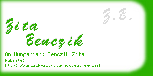 zita benczik business card